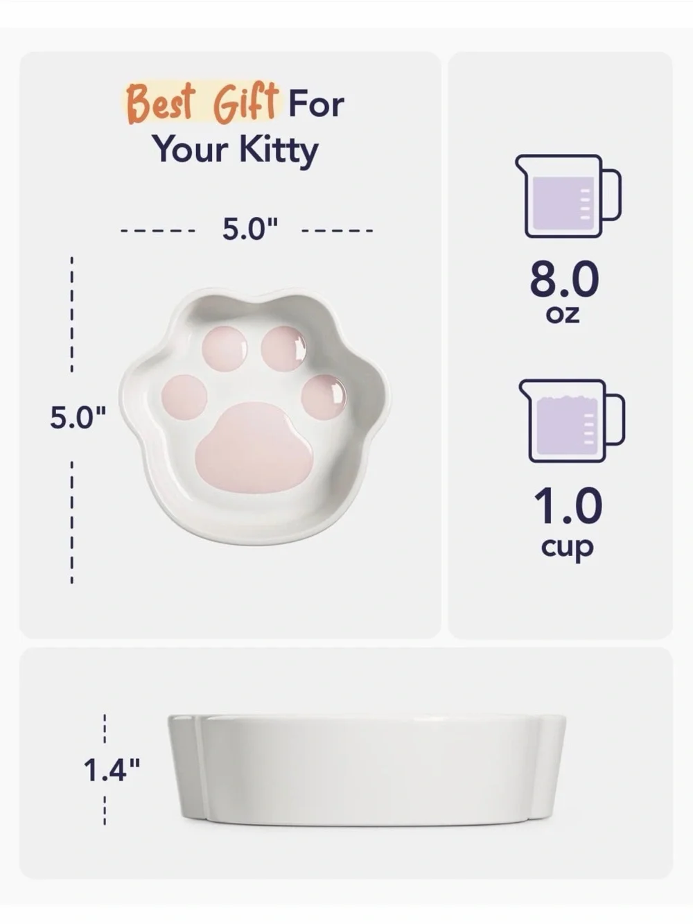 Cat Paw Ceramic Bowl - Pink